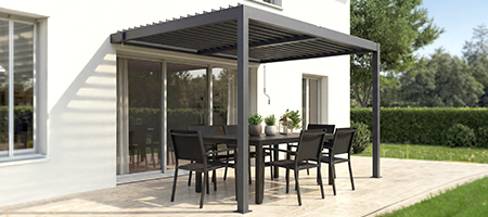 Lean-to louvered pergola​